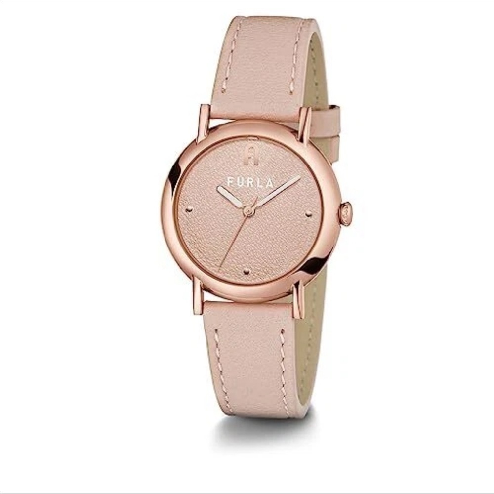 Furla Easy Shape Watch Nude Leather Strap Rose Gold Case 32mm
